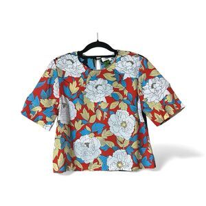 Diane Von Furstenberg Womens Size 4 Silk Floral Multi-Color Blouse